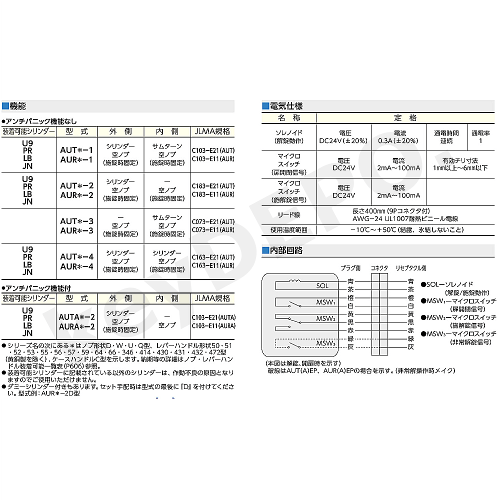 MIWA AU＊.CS美和ロック/機能切替型電気錠AU＊ケースのみ/AUR/AURA