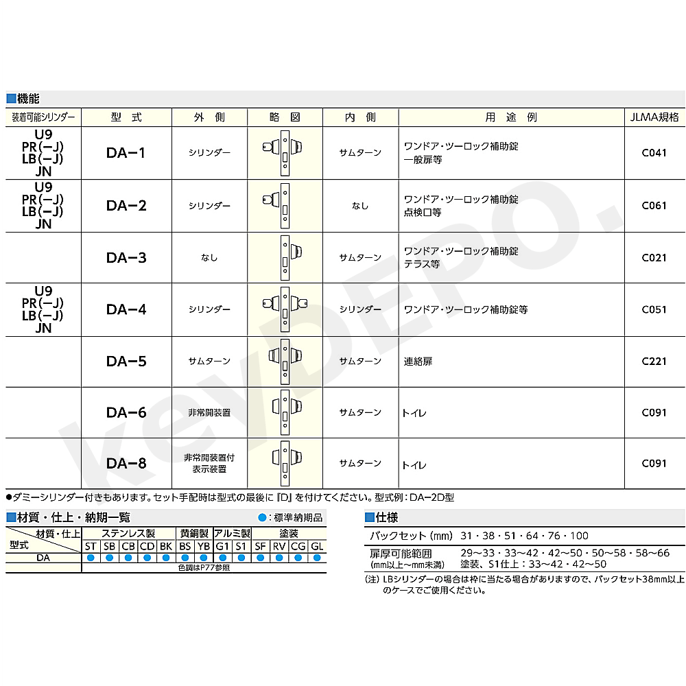 MIWA U9 DA-1【美和ロック/本締錠】 / 鍵と電気錠の通販サイトkeyDEPO.