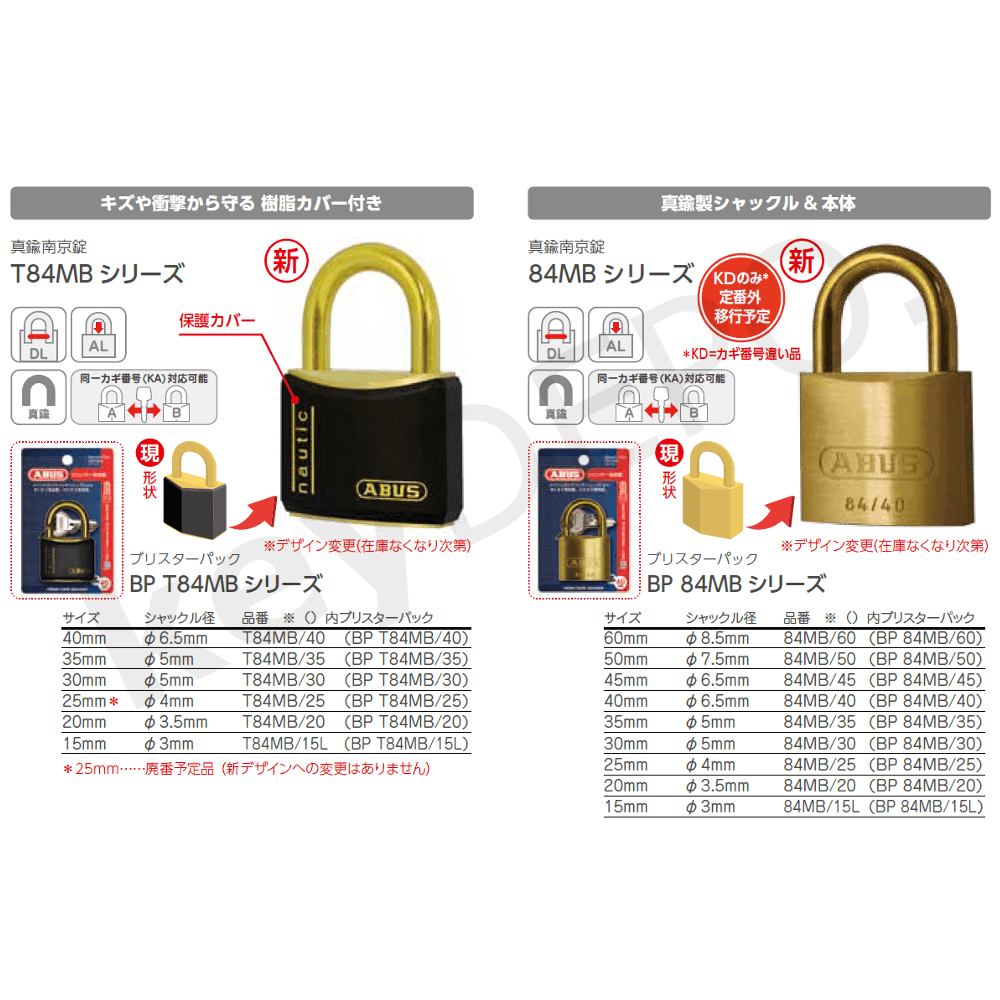 期間限定 ABUS アバス シリンダー南京錠 同番 T84MB-15LSKA