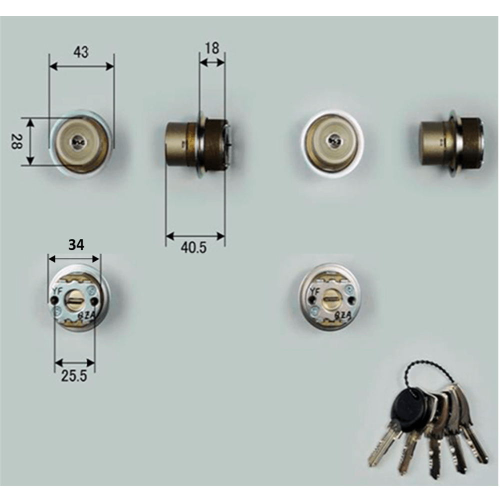 ミワロック DNシリンダー プレナスX用 TOSTEM (トステム) タイプ交換シリンダー シャイングレー(Z-1A2-DDTC) 金物、部品