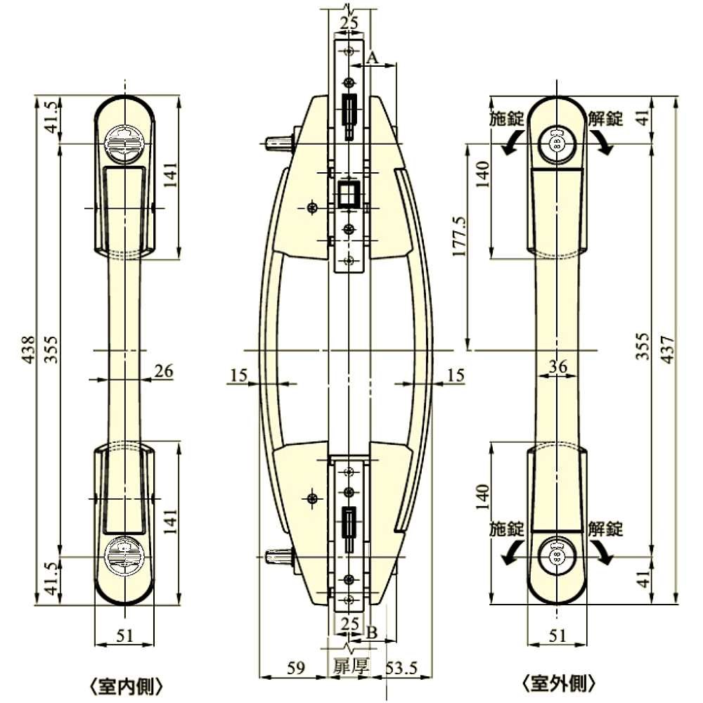 MIWA PGF713.KNB【美和ロック プッシュプルハンドルセット/扉厚38～40mm用】 / 鍵と電気錠の通販サイトkeyDEPO.