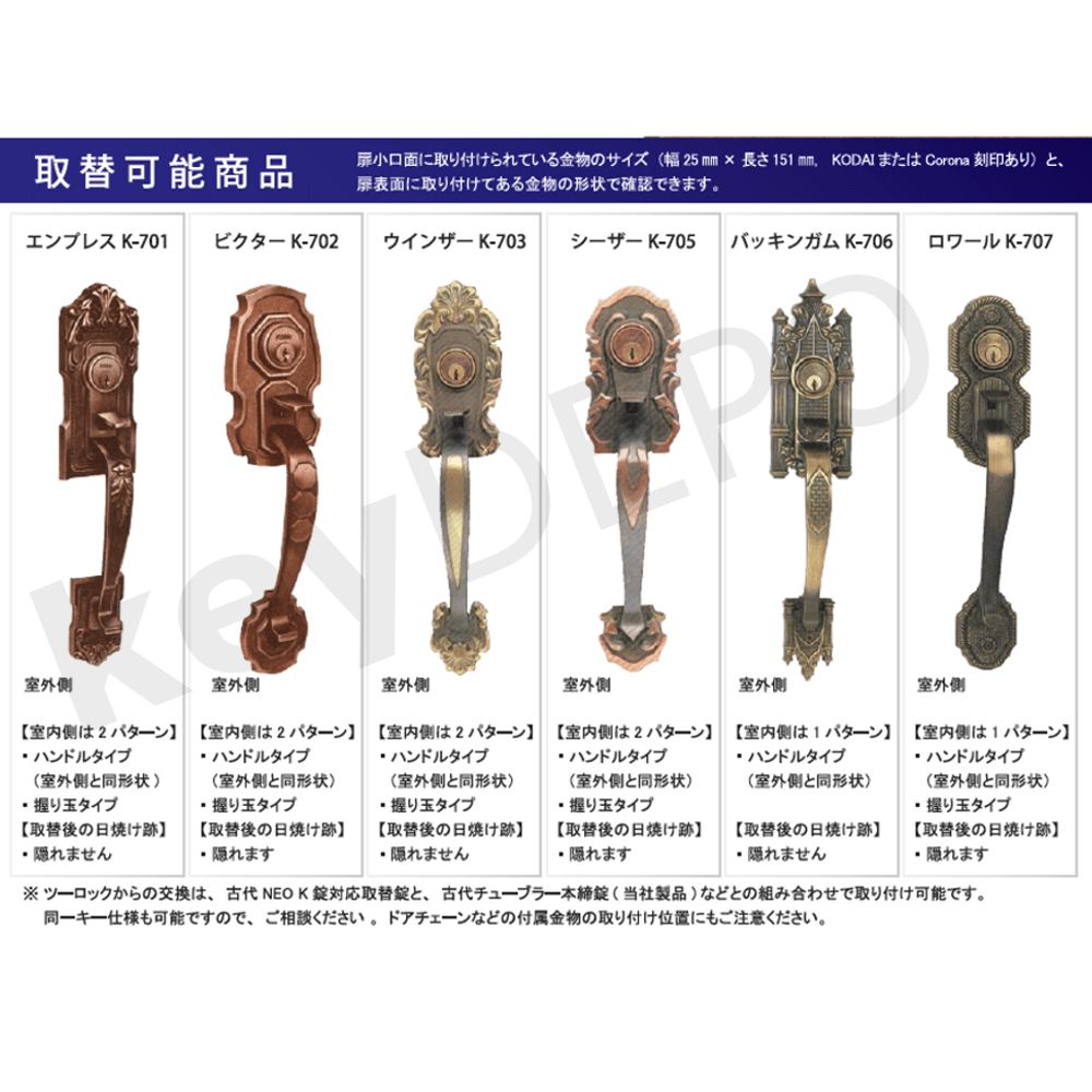 特別セール品】 コダイ サムラッチ空錠取替錠 AB色 921600 古代 KODAI 装飾錠 空錠 玄関 ドア 扉 修理 補修 交換 部品 パーツ 