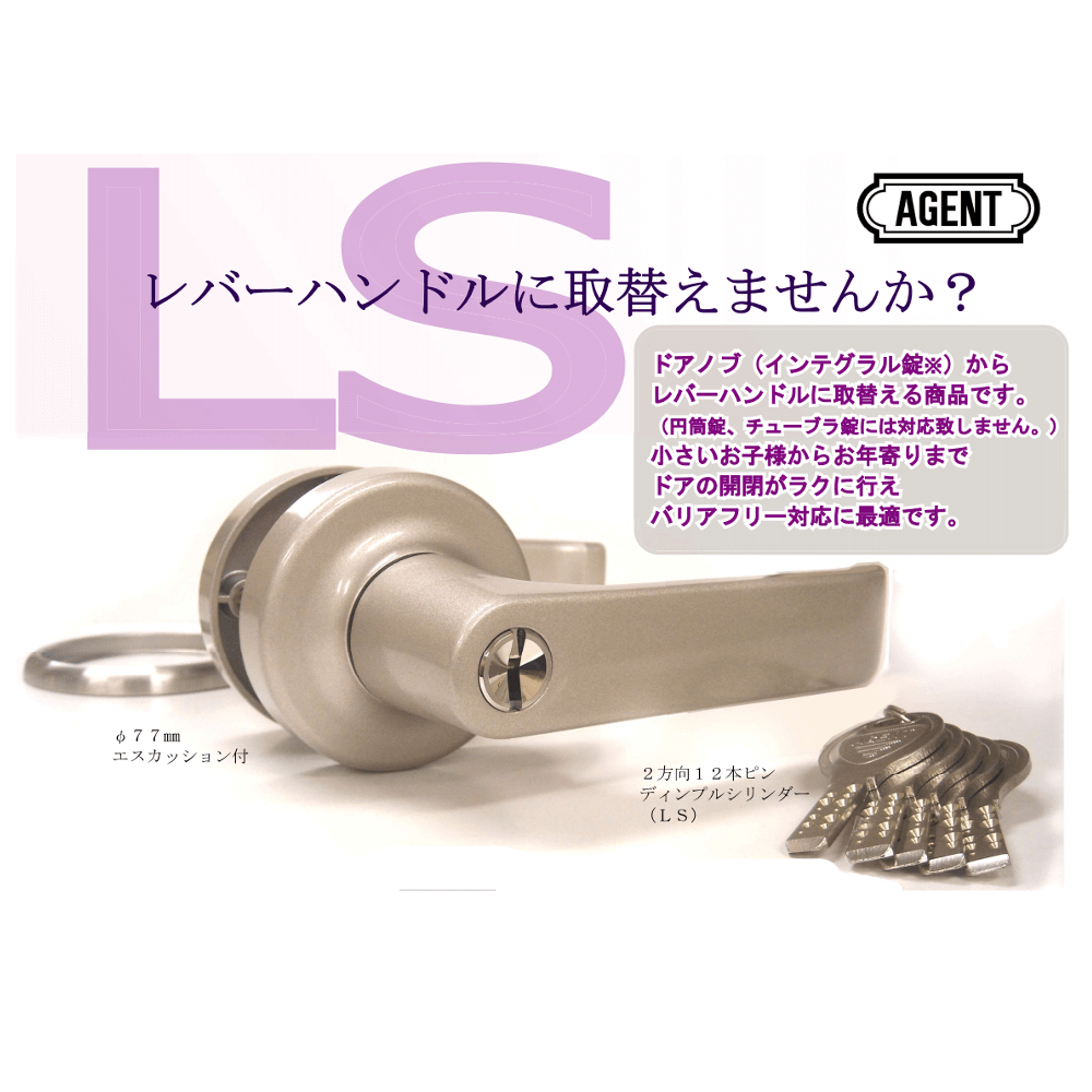 AGENT LS-640【エージェント/ノブ取替用レバーハンドル錠/鍵付/バック