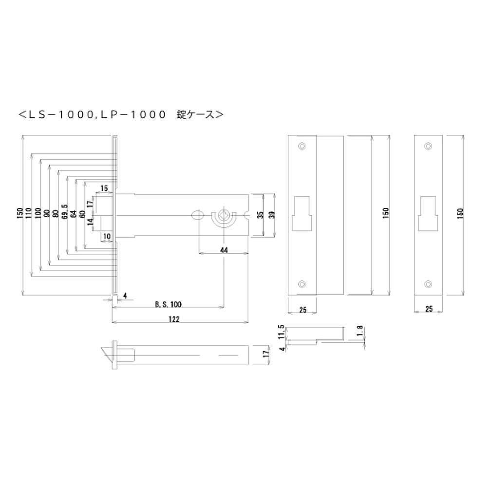 Seasonal Wrap入荷 大黒製作所 レバーハンドル取替錠 LS-1000 バックセット100mm